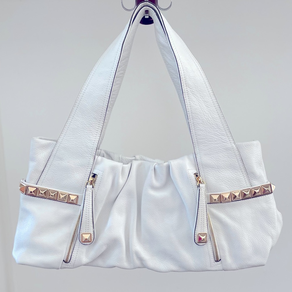 B Makowsky white leather handbag